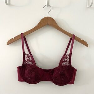 Kat the Label | Burgundy lace balconette bra | Size S